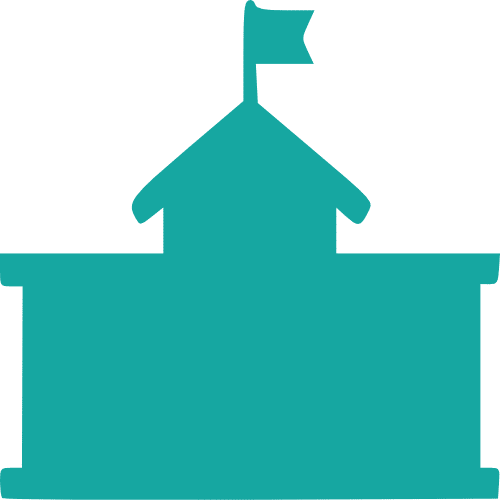 Gebäude mit Fahne auf dem Dach