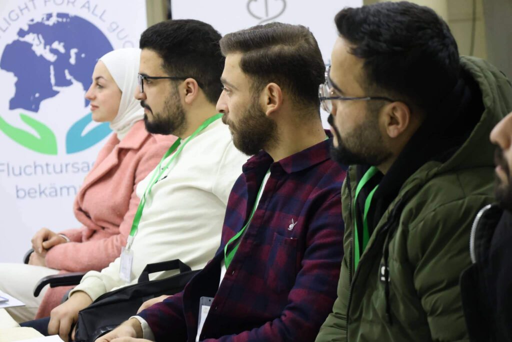 Vier der Teilnehmer:innen des Workshops am Universitätsklinikum in Aleppo